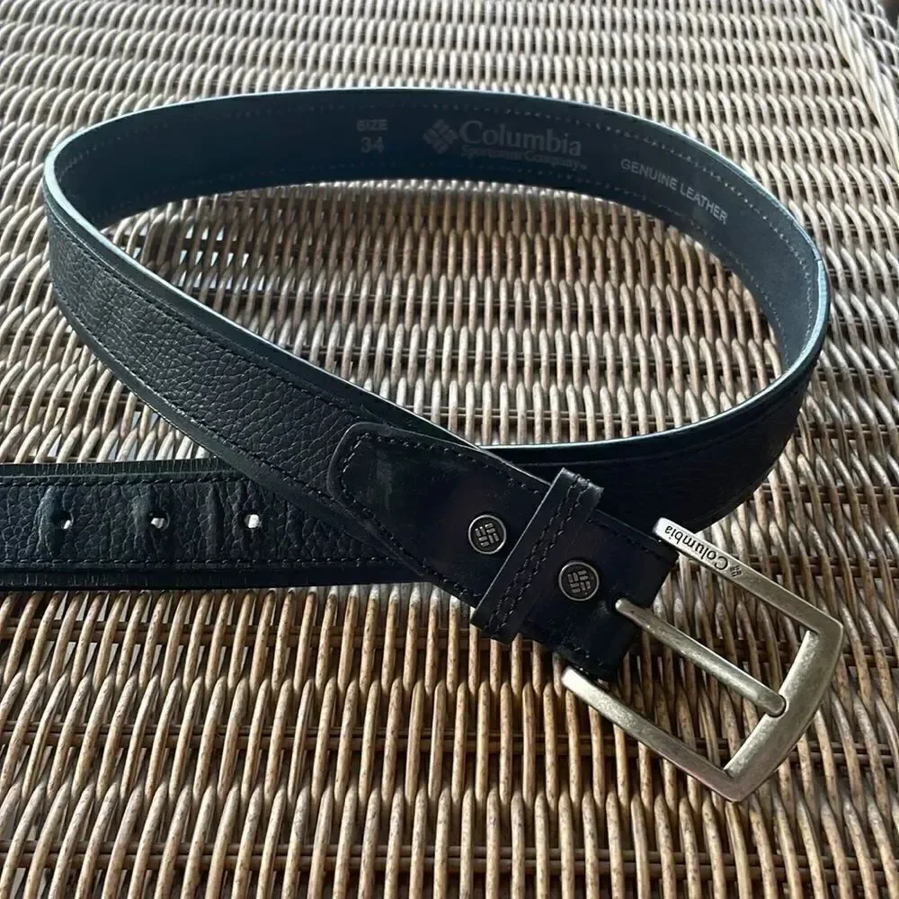 Mens Columbia Black Leather Belt - 34